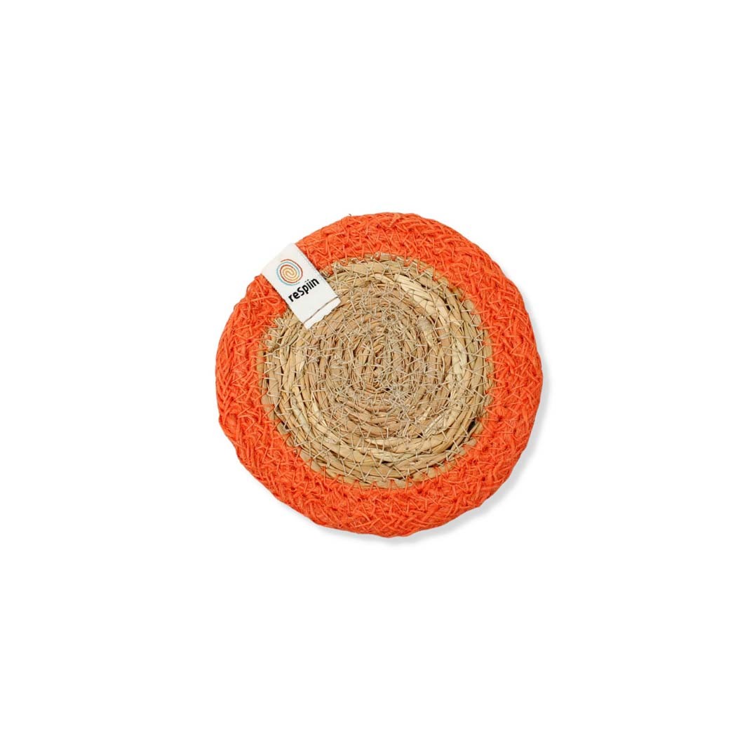 Seagrass & Jute Coaster in Natural/Orange