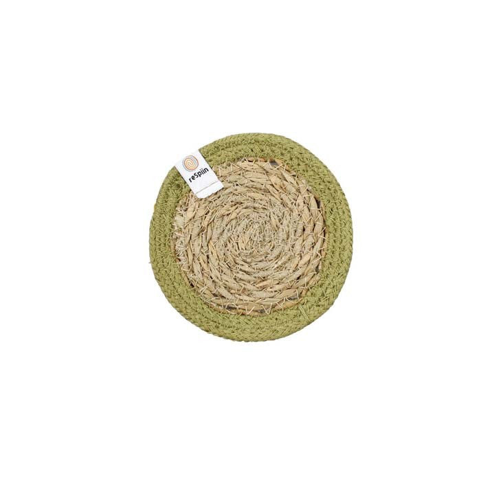 Seagrass & Jute Coaster in Natural/Green