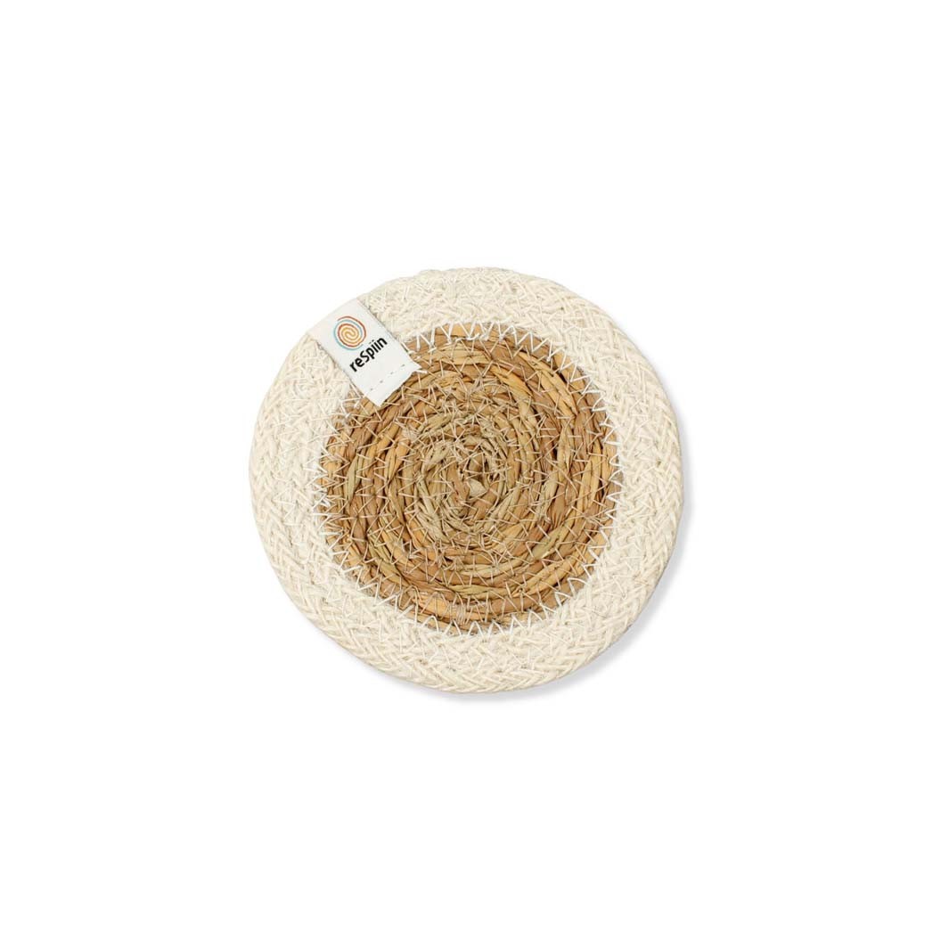 Seagrass & Jute Coaster in Natural/White