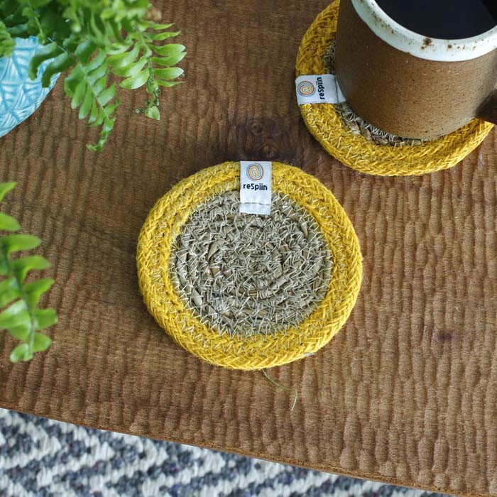Seagrass & Jute Coaster in Natural/Yellow