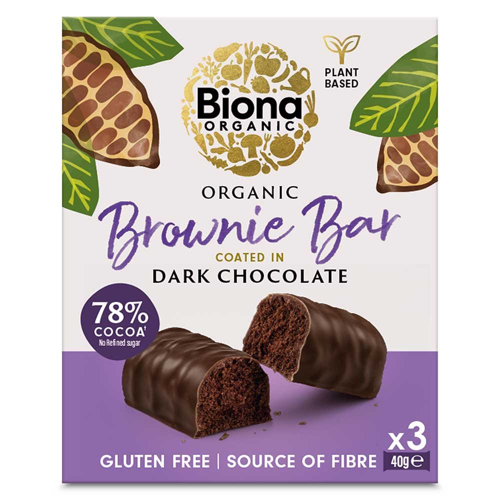 Organic Brownie Bar Coated in Dark Chocolate - Multipack (3)