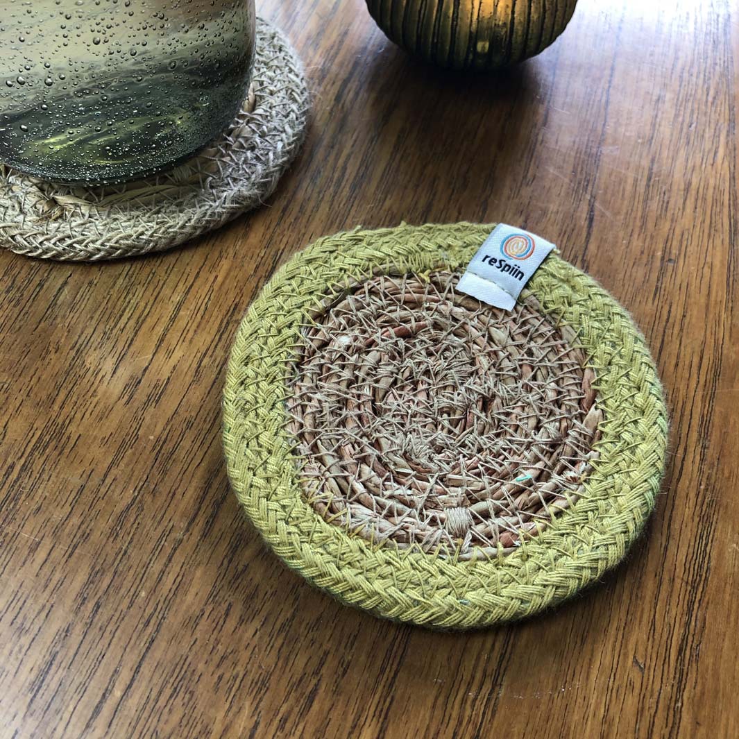 Seagrass & Jute Coaster in Natural/Green