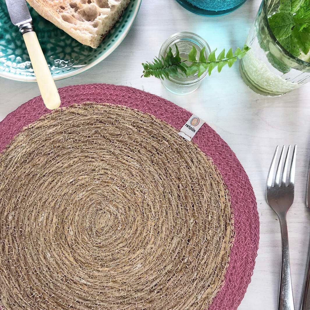 Seagrass & Jute Placemat - Pink