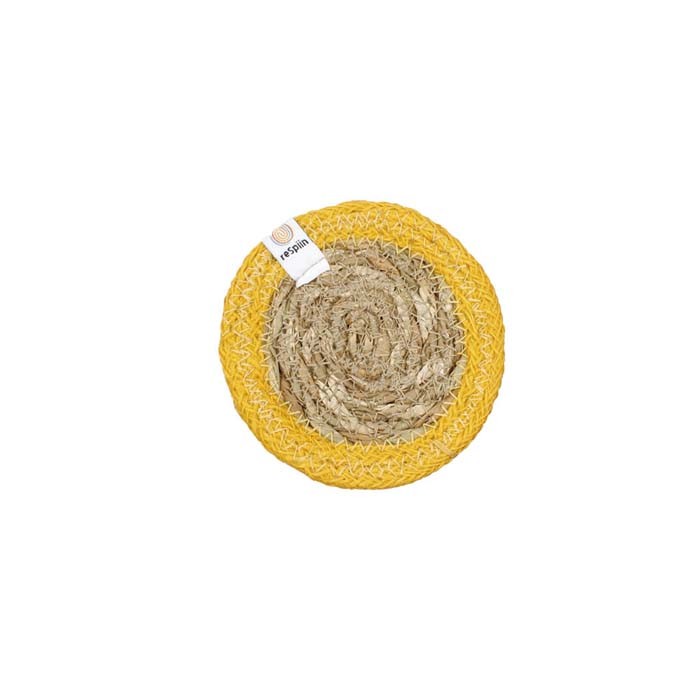 Seagrass & Jute Coaster in Natural/Yellow