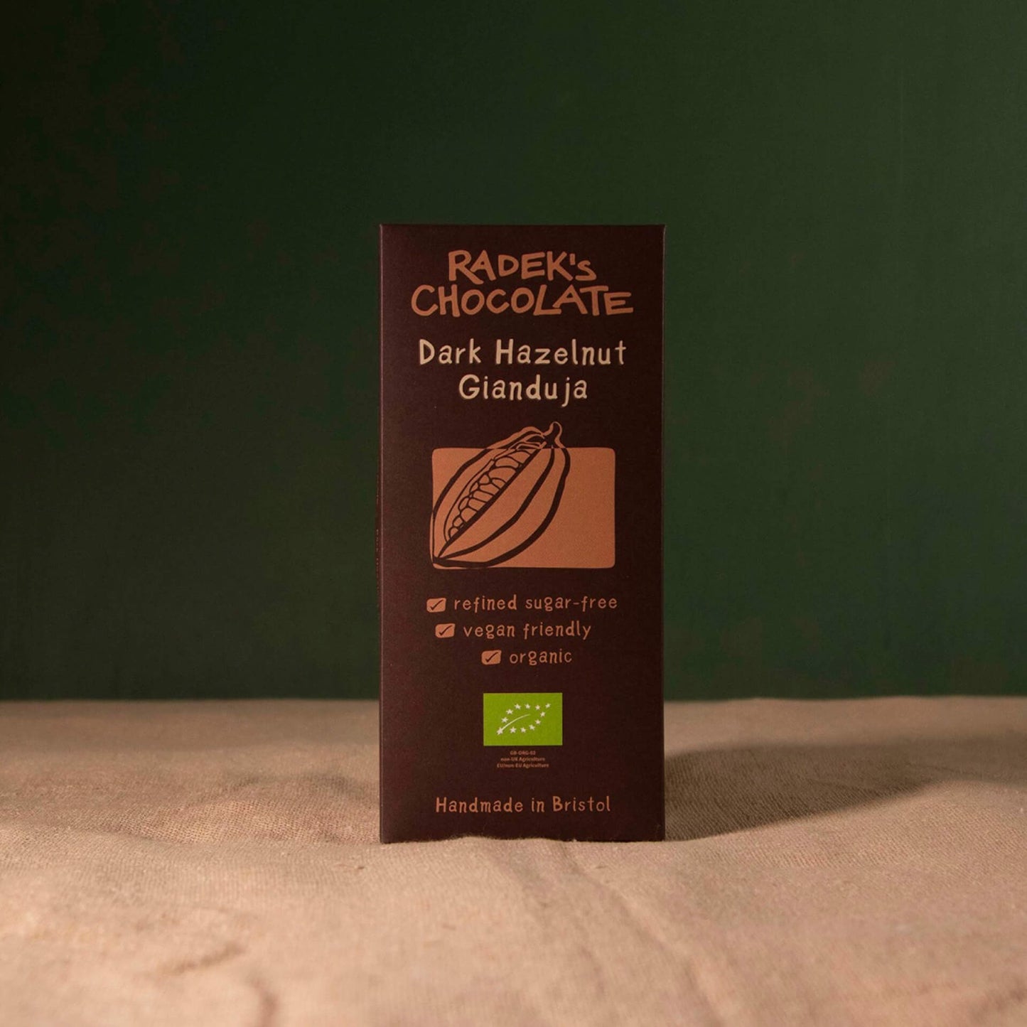 Radeks - Organic Dark Hazelnut Chocolate Gianduja bar