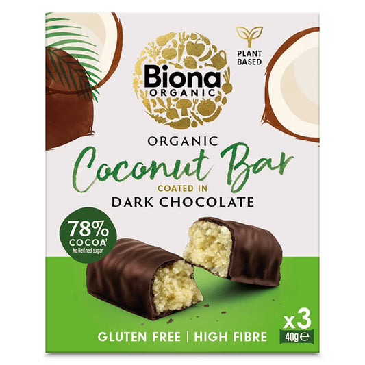 Organic Coconut Bar Coated in Dark Chocolate - Multipack (3)