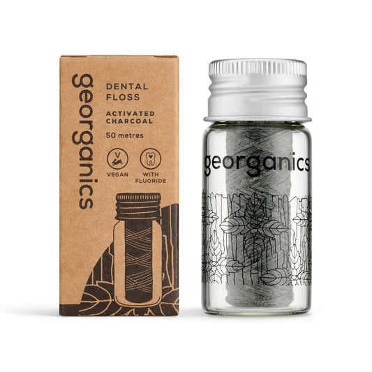 Bamboo Dental Floss with Canister - Activated Charcoal