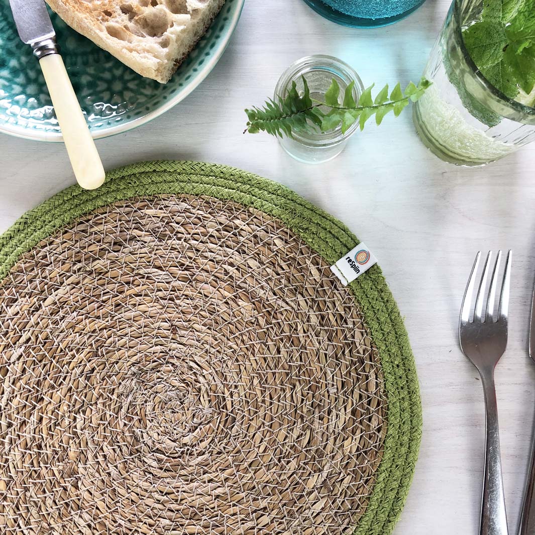 Seagrass & Jute Placemat in Natural/Green