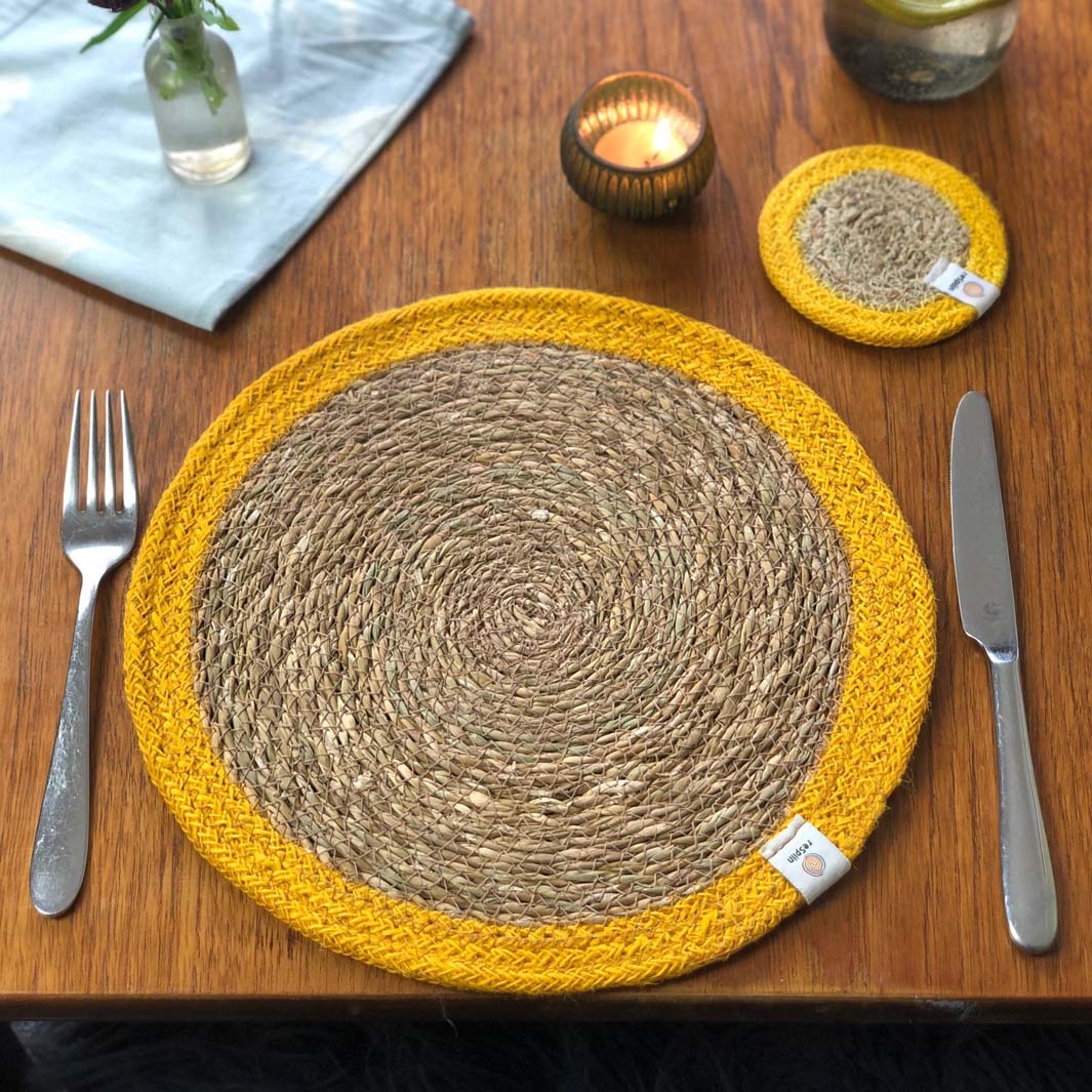 Seagrass & Jute Placemat  - Natural/Yellow