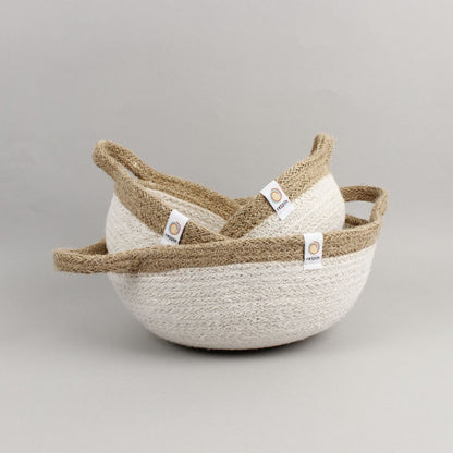 Jute Handled Bowl Set Natural/White