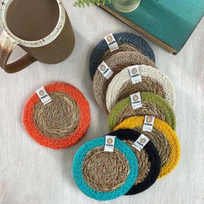 Seagrass & Jute Coaster in Natural/Grey